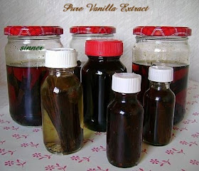 Bottles of pure vanilla extract