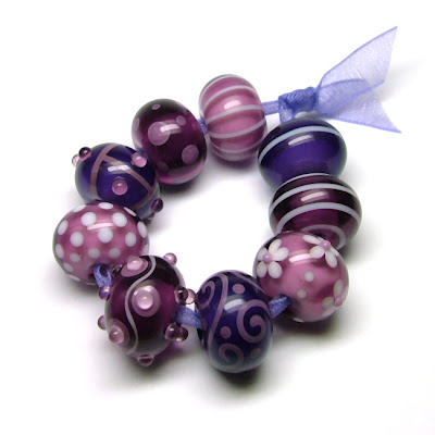 Purple Lampwork Glass Beads