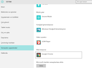 windows 10 varsayilan uygulamalar