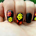 Messy flowers on black cnavas (NOTD)