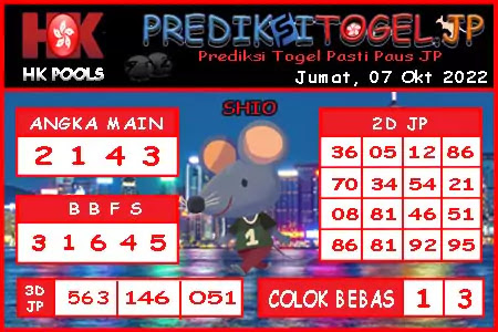 Prediksi Togel Hongkong JP Jumat 07 Oktober 2022