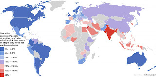 Mapas Com Níveis de racismo e diversidade étnica em diferentes países