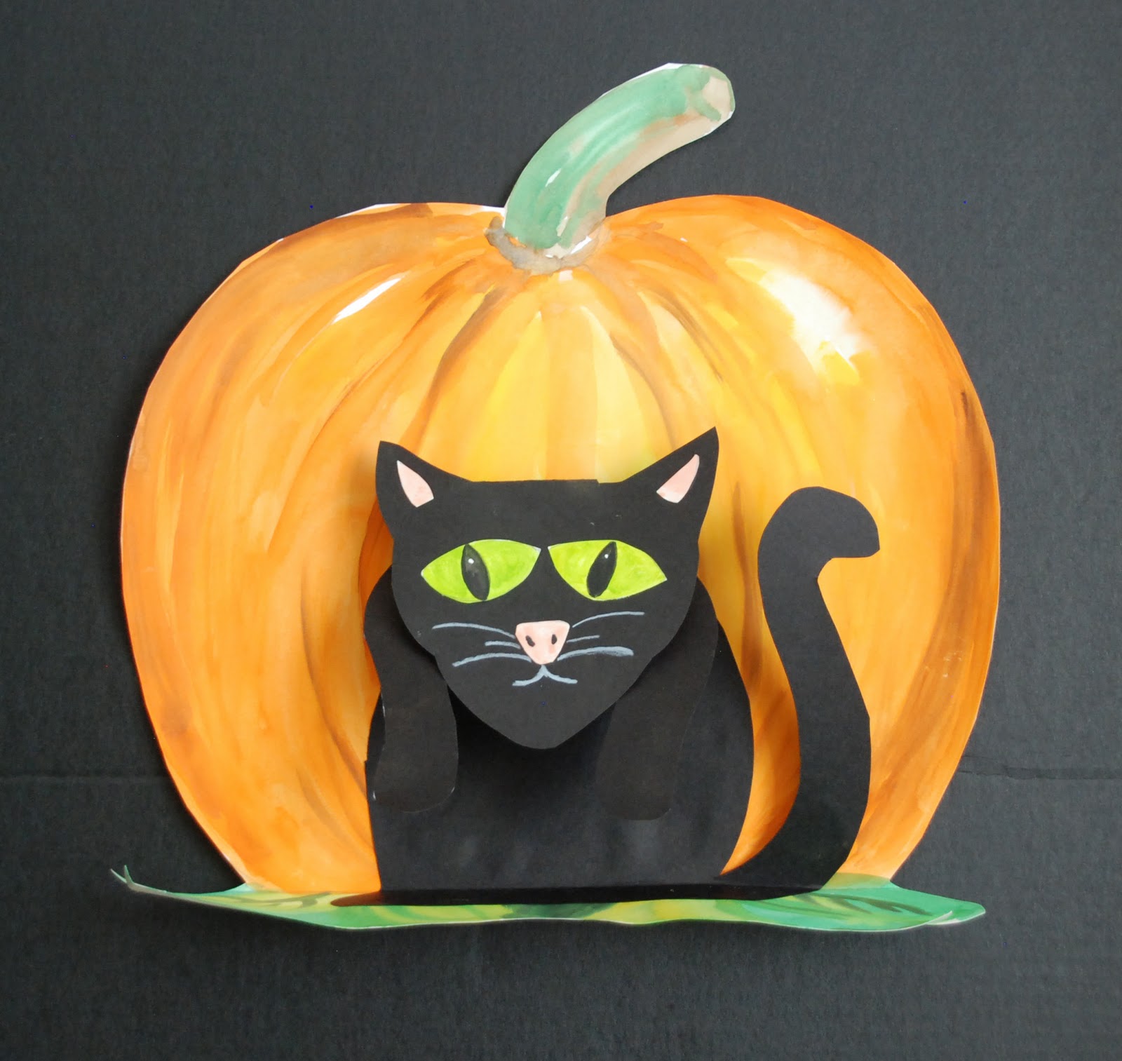 Here is another Halloween art project Its 3D with the cat sitting 