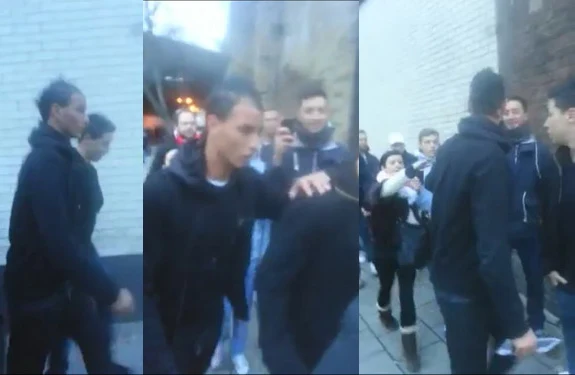 A series of pictures showing Samir Nasri and Marouane Chamakh being abused by Arsenal fans