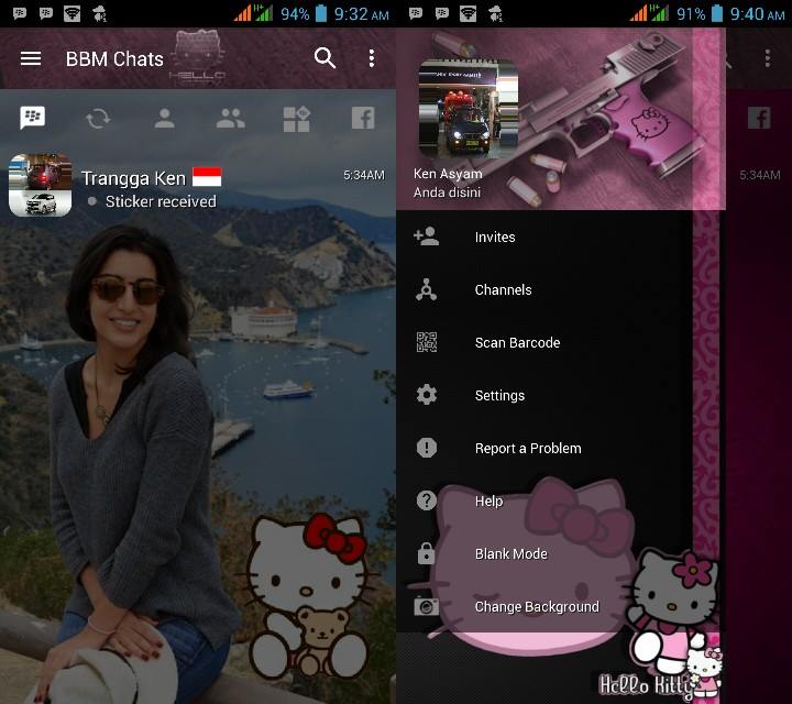 BBM MOD Hello Kitty (Dark Style) v3.2.0.6 APK