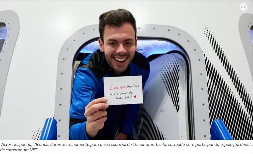 Victor Hespanha viaja em nave de Bezos e se torna o segundo brasileiro a ir ao espaço