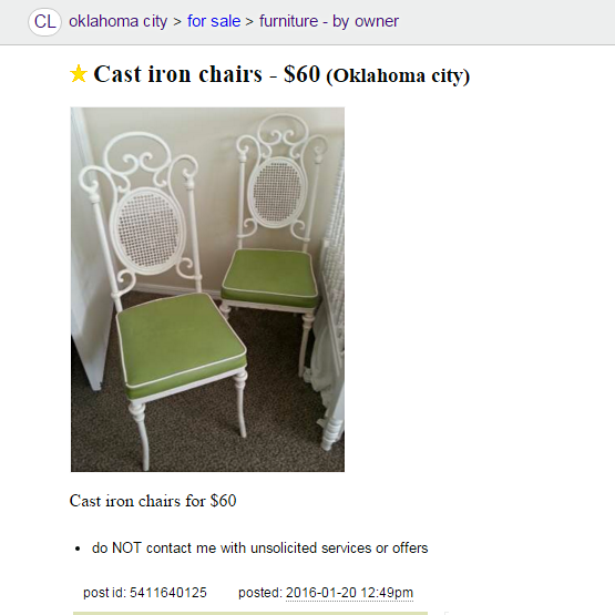 Cast Iron Chairs For Sale - Oklahoma City Craigslist Furniture