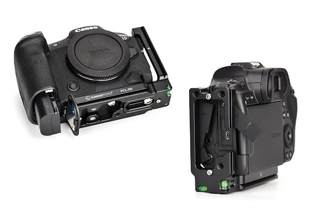 Sunwayfoto PCL-R5 on EOS R5 battery and side connectors access