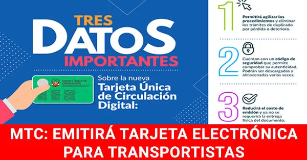 MTC - Emitirá Tarjeta Única de Circulación Digital Para Transportistas