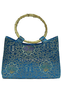 Blessing Blue Brocade Hand Bag