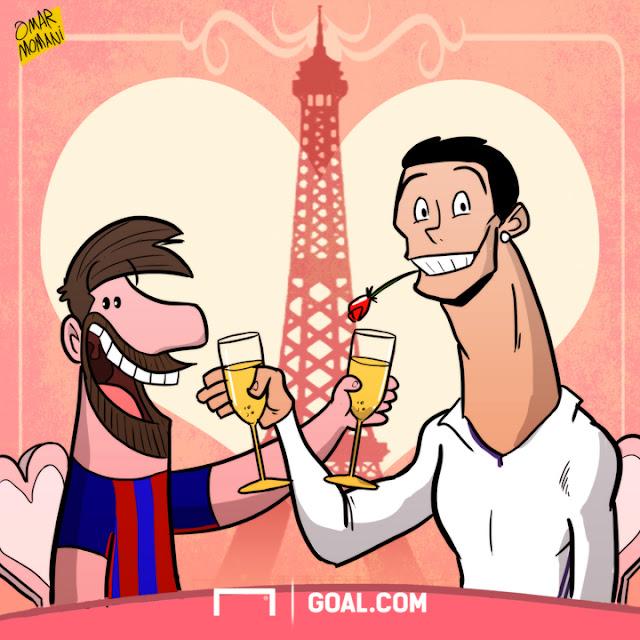 Cristiano Ronaldo and Lionel Messi cartoon