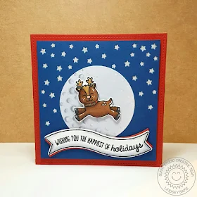 Sunny Studio Stamps: Gleeful Reindeer Holiday Christmas Card by Lindsey Sams (with banner from Little Angels)