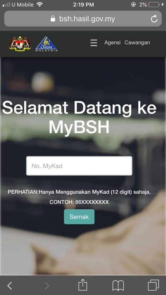 Cara Semak Bantuan Sara Hidup 2019 Mykini