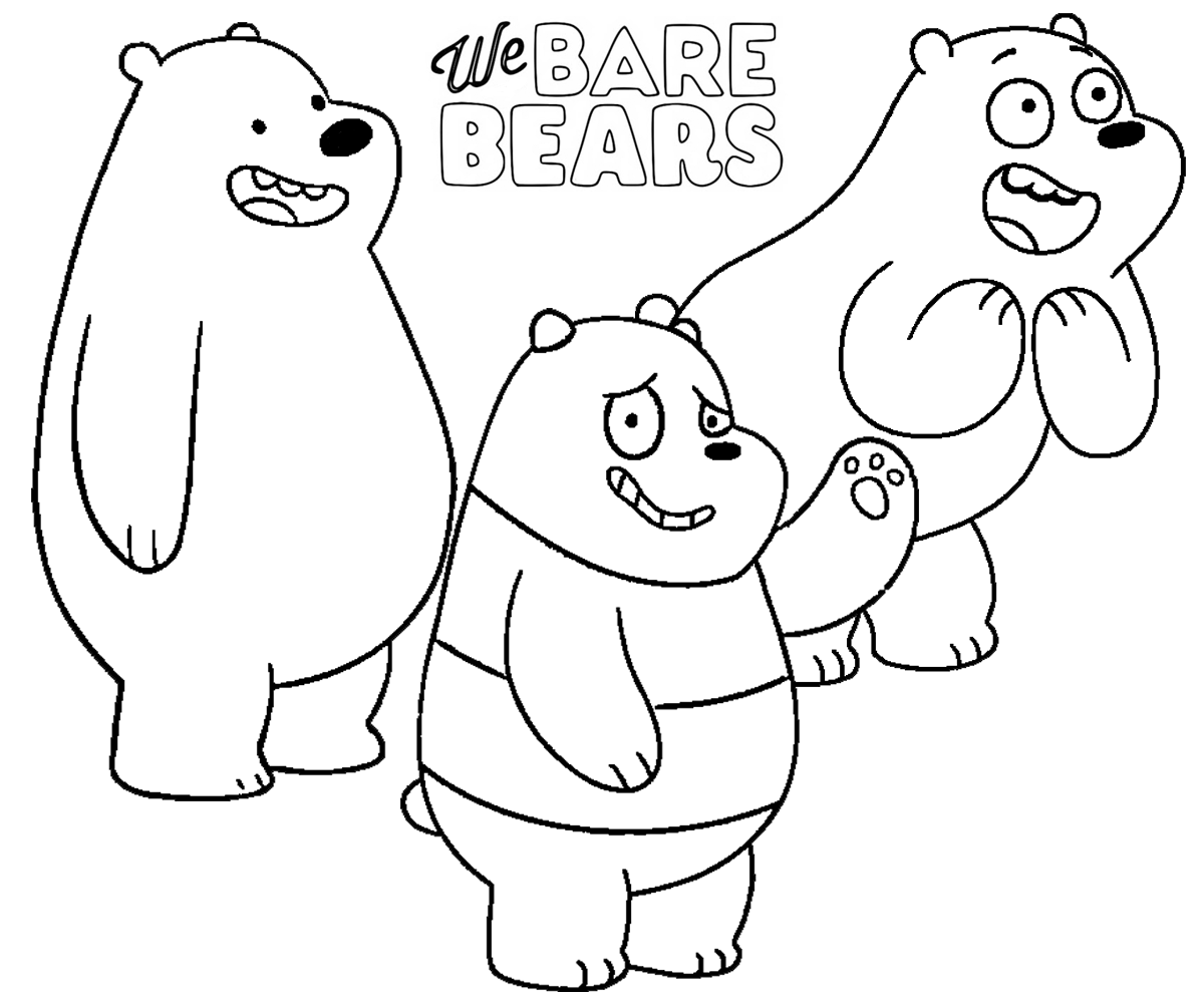 We Bare Bears Drawing | We Bare Bears Coloring Pages | Outline Vector
