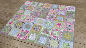 Box Block quilt using Rose Water fabric by Free Spirit