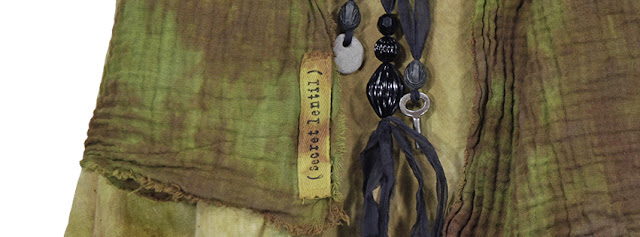 secret lentil cotton hand dyed scarf and silk and stone necklaces with skeleton key