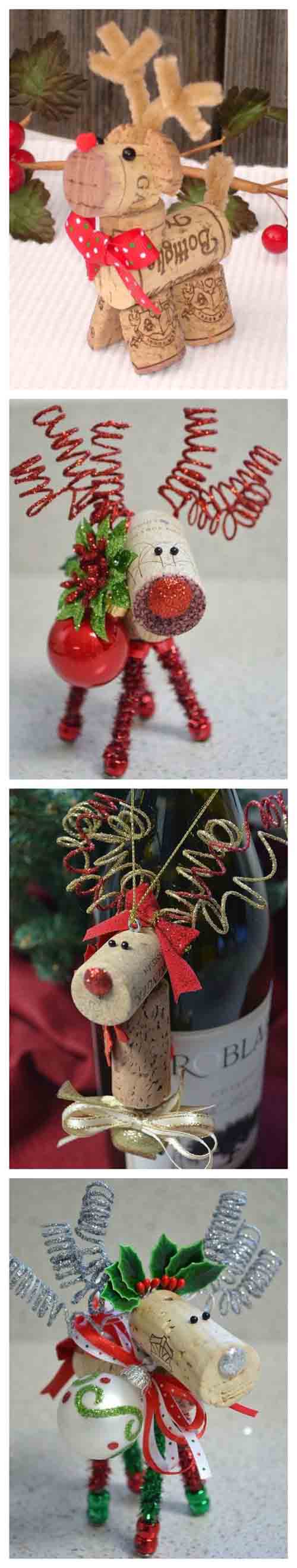 Christmas Cutest Cork Reindeer Ornaments