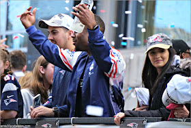 James White en el Desfile de los Patriots por la Celebración de la Super Bowl LIII