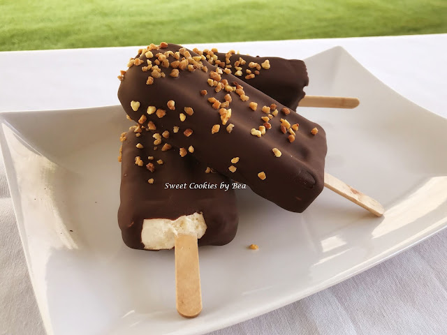 Helado bombón de crema pastelera 