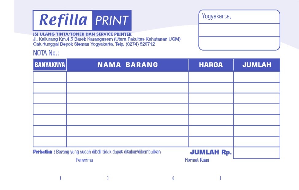 Bikin Nota, Kwitansi, Faktur, Brosur, dll: Nota