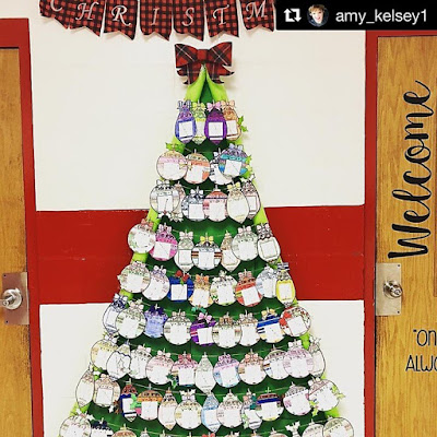 Teachers are so creative! This post is filled with photos teachers have sent of their math classrooms and of the Christmas math activities they used to decorate their classroom walls and classroom doors. There are ideas for decorating with fractions, for middle school and even creating a Christmas tree out of math pennants!