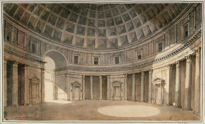 Interior of the Pantheon by Charles-Louis Clerisseau - Architecture, Interiors Drawings from Hermitage Museum