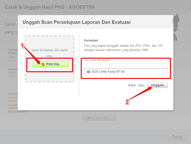 PANDUAN UNGGAH SCAN HASIL PKG DAN CETAK SURAT AJUAN PERSETUJUAN DINAS