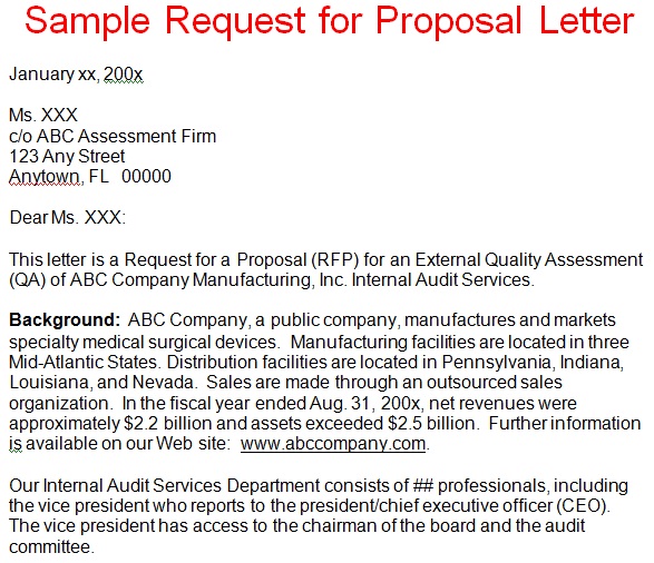 request for proposal letter template | request proposal letter example ...