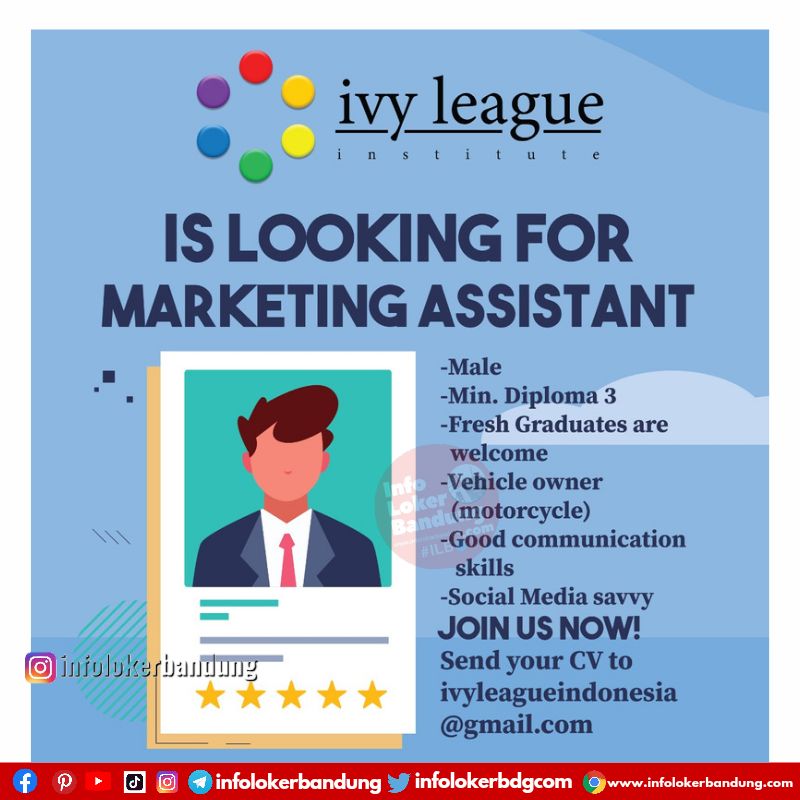 Lowongan Kerja Marketing Assistant Ivy League Institute Bandung Agustus 2022