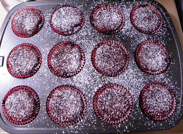 A Dozen Chocolate Molten Lava Cupcakes After Baking