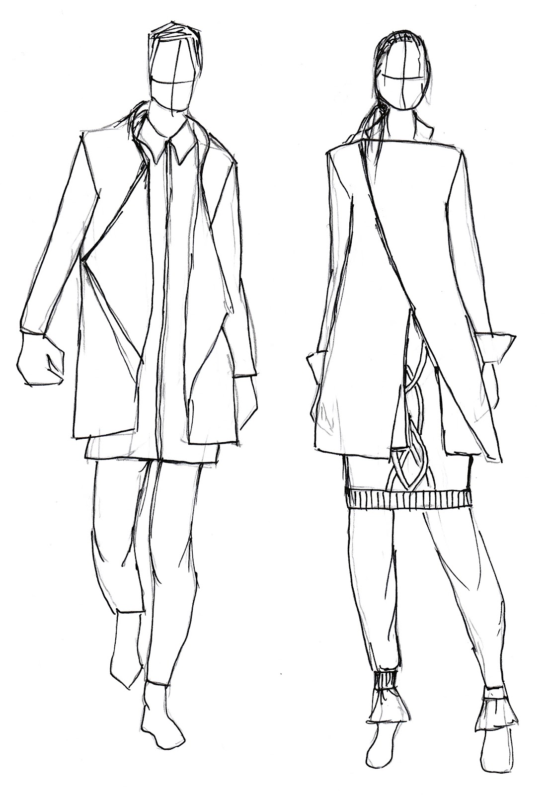 Alain Putting together outfits line drawings 