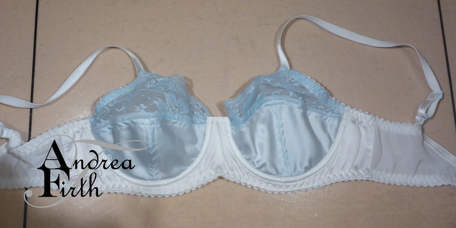 Obsessive Creativeness: Lingerie: Blue and White Lace and Satin Bra