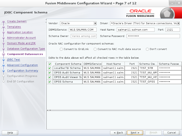 Weblogic domain creation step 7