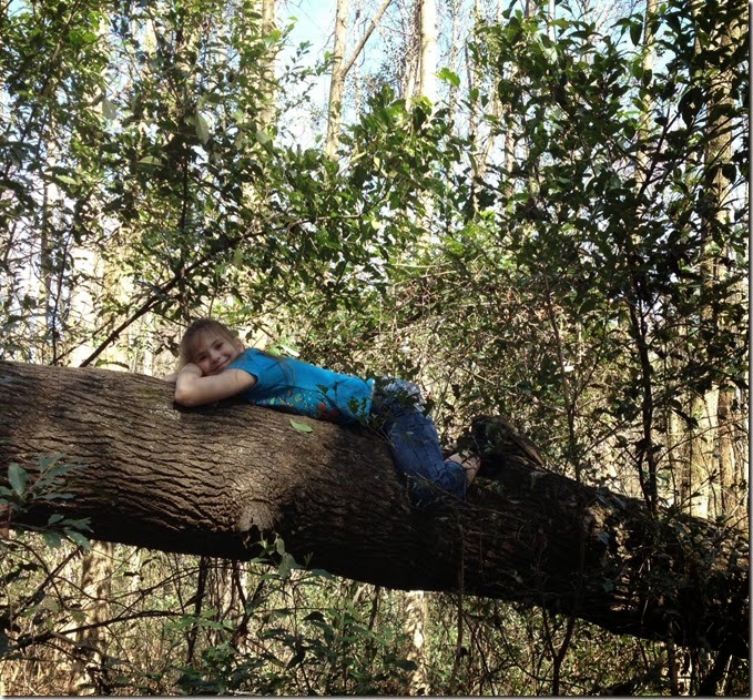 katie on log