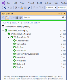 C# .Net Windows Applications Test Explorer Window Visual Studio Coded UI Appium WinAppDriver Selenium Automated Testing