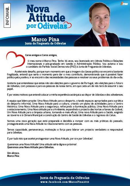 Já conheces o candidato Marco Pina?  JSD Odivelas em Kont@cto