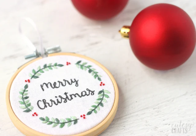 merry christmas with wreath embroidery