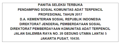 Lowongan Kerja Kementerian Sosial RI Tahun 2017