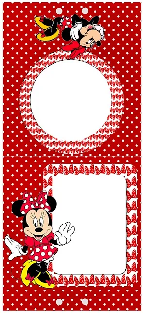Minnie Mouse en rojo: tarjetería para imprimir gratis.