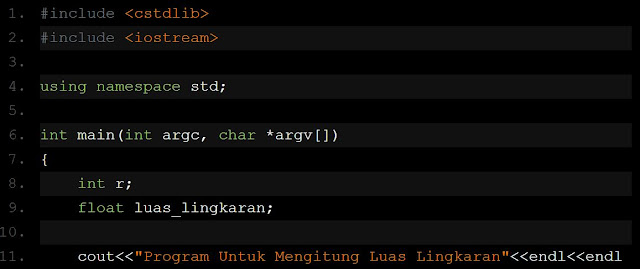  Menghitung Luas Lingkaran Program C++