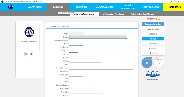 Como Cadastrar Membros Planilha Excel Grátis