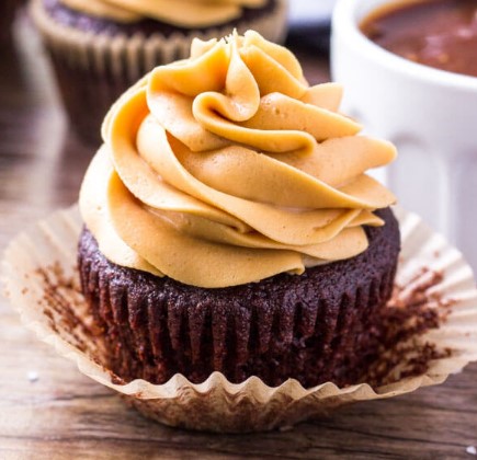 Chocolate Cupcakes with Caramel Frosting