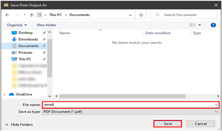 Save Office 365 Emails as PDF