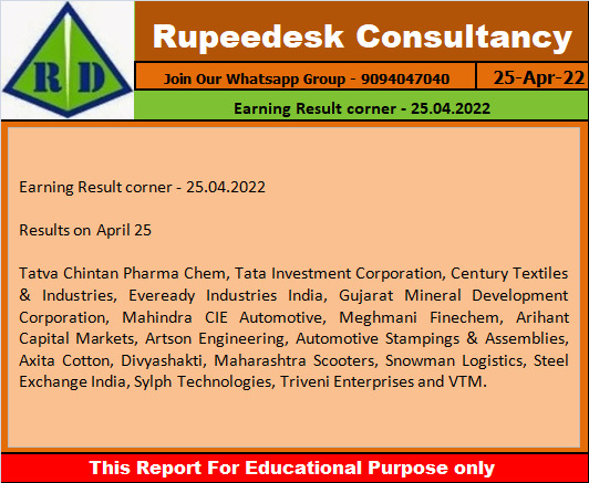 Earning Result corner - 25.04.2022