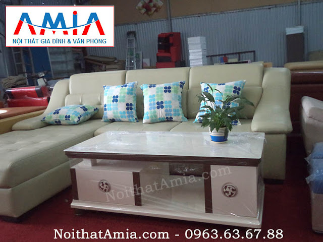 Hình ảnh cho bộ bàn trà, bàn sofa đẹp hiện đại lại giá rẻ kết hợp cùng mẫu ghế sofa da phòng khách đẹp