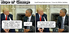 obama, obama jokes, political, humor, cartoon, conservative, hope n' change, hope and change, stilton jarlsberg, trump, transition, white house, guantanamo