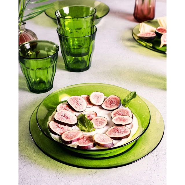 GREEN GLASSWARE AND DINNERWARE BY DURALEX