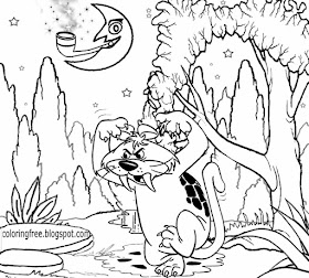 Wild cat Prehistoric cave Flintstones Saber tooth tiger cool coloring pages for teenagers to print