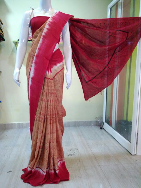 Ikkath Printed  Soft Silk Saree