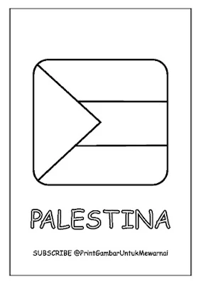 Gambar Mewarnai Bendera Palestina PDF Bentuk Kotak Persegi 2
